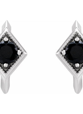 14K White Gold Natural Blue Sapphire Geometric 13.58 mm Hoop Earrings