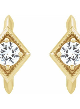 14K White Gold Natural Blue Sapphire Geometric 13.58 mm Hoop Earrings