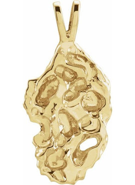 14K White Gold Nugget Pendant