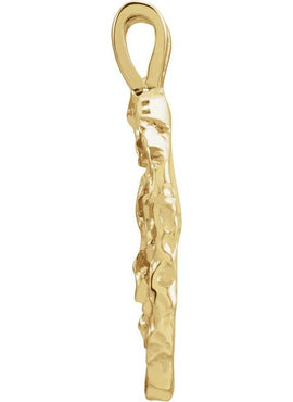 14K White Gold Nugget Pendant