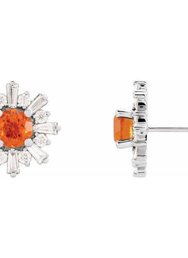 14K White Gold Natural Green Tourmaline & 3/4 CTW Natural Diamond Earrings