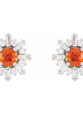 14K White Gold Natural Green Tourmaline & 3/4 CTW Natural Diamond Earrings