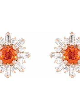 14K White Gold Natural Green Tourmaline & 3/4 CTW Natural Diamond Earrings