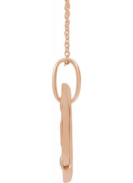 14K Yellow Gold .05 CT Natural Diamond Initial A 16-18