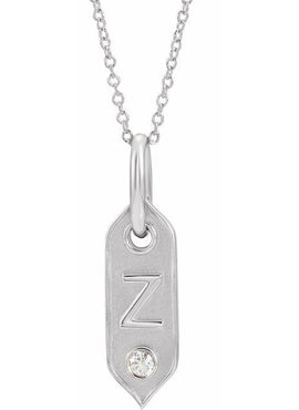 14K Yellow Gold .05 CT Natural Diamond Initial A 16-18