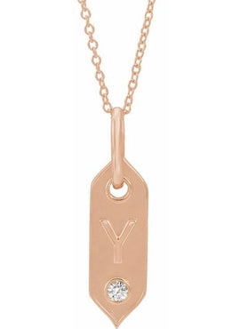 14K Yellow Gold .05 CT Natural Diamond Initial A 16-18