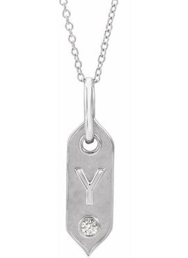 14K Yellow Gold .05 CT Natural Diamond Initial A 16-18