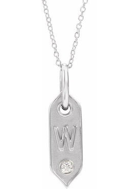 14K Yellow Gold .05 CT Natural Diamond Initial A 16-18