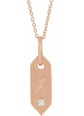 14K Yellow Gold .05 CT Natural Diamond Initial A 16-18