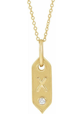 14K Yellow Gold .05 CT Natural Diamond Initial A 16-18