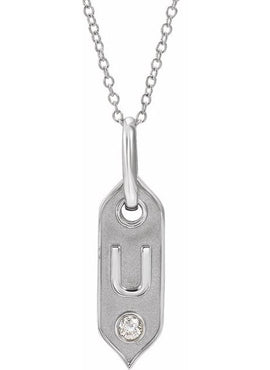 14K Yellow Gold .05 CT Natural Diamond Initial A 16-18