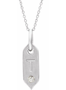 14K Yellow Gold .05 CT Natural Diamond Initial A 16-18