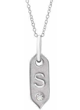 14K Yellow Gold .05 CT Natural Diamond Initial A 16-18