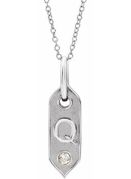 14K Yellow Gold .05 CT Natural Diamond Initial A 16-18