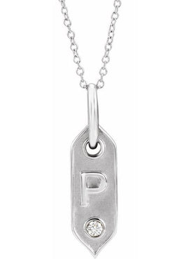 14K Yellow Gold .05 CT Natural Diamond Initial A 16-18
