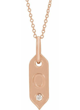 14K Yellow Gold .05 CT Natural Diamond Initial A 16-18