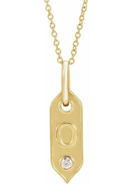 14K Yellow Gold .05 CT Natural Diamond Initial A 16-18