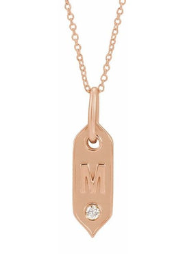14K Yellow Gold .05 CT Natural Diamond Initial A 16-18
