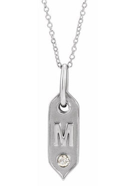 14K Yellow Gold .05 CT Natural Diamond Initial A 16-18