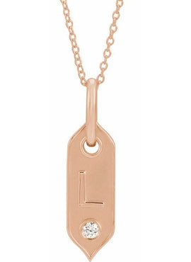 14K Yellow Gold .05 CT Natural Diamond Initial A 16-18