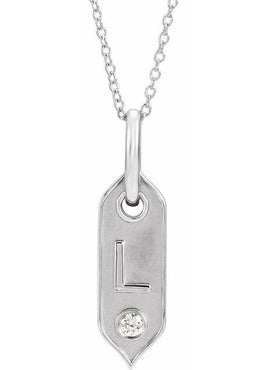 14K Yellow Gold .05 CT Natural Diamond Initial A 16-18