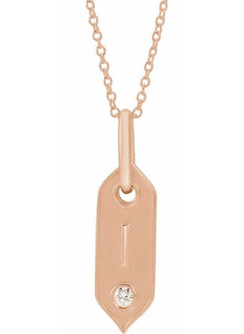 14K Yellow Gold .05 CT Natural Diamond Initial A 16-18