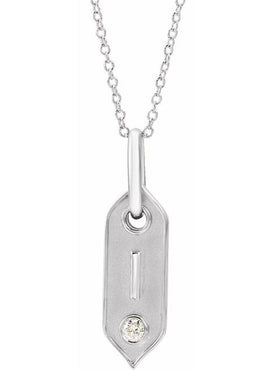 14K Yellow Gold .05 CT Natural Diamond Initial A 16-18