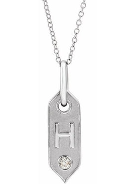 14K Yellow Gold .05 CT Natural Diamond Initial A 16-18