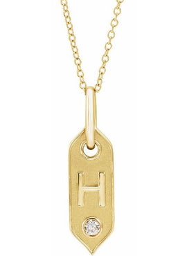 14K Yellow Gold .05 CT Natural Diamond Initial A 16-18