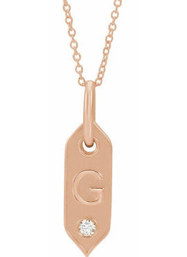 14K Yellow Gold .05 CT Natural Diamond Initial A 16-18