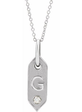 14K Yellow Gold .05 CT Natural Diamond Initial A 16-18