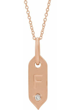 14K Yellow Gold .05 CT Natural Diamond Initial A 16-18