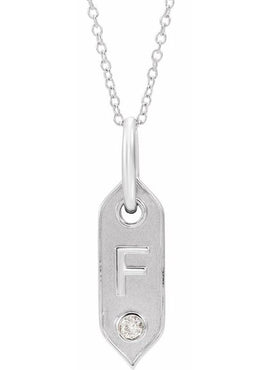 14K Yellow Gold .05 CT Natural Diamond Initial A 16-18