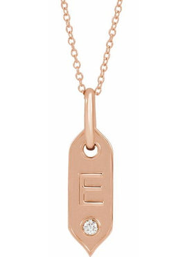 14K Yellow Gold .05 CT Natural Diamond Initial A 16-18