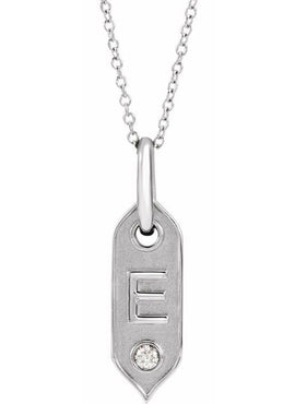 14K Yellow Gold .05 CT Natural Diamond Initial A 16-18