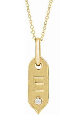 14K Yellow Gold .05 CT Natural Diamond Initial A 16-18