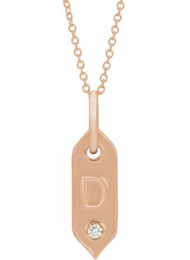14K Yellow Gold .05 CT Natural Diamond Initial A 16-18