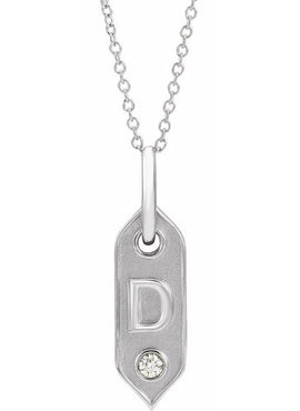 14K Yellow Gold .05 CT Natural Diamond Initial A 16-18