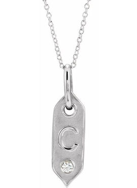 14K Yellow Gold .05 CT Natural Diamond Initial A 16-18