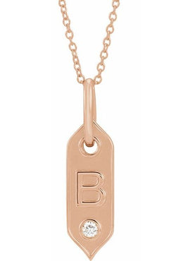 14K Yellow Gold .05 CT Natural Diamond Initial A 16-18