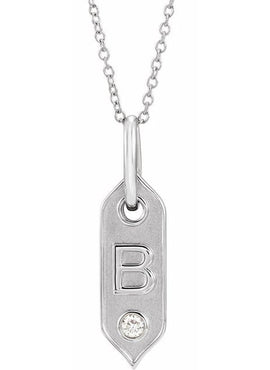14K Yellow Gold .05 CT Natural Diamond Initial A 16-18