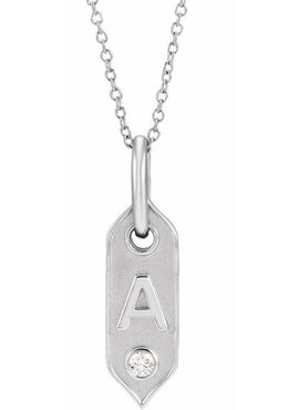 14K Yellow Gold .05 CT Natural Diamond Initial A 16-18