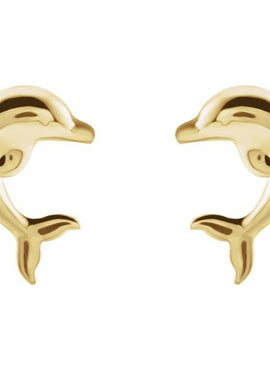 14K White Gold Dolphin Earrings