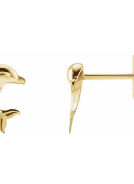 14K White Gold Dolphin Earrings