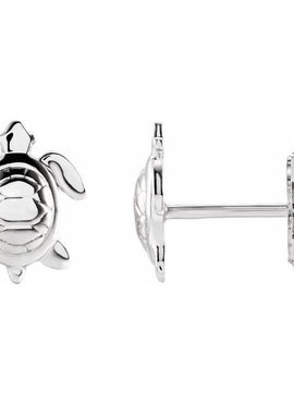 14K White Gold Sea Turtle Earrings
