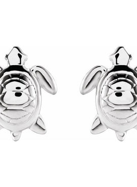 14K White Gold Sea Turtle Earrings