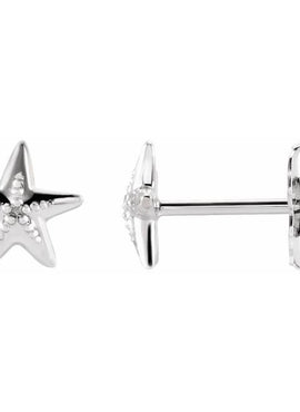 14K White Gold Starfish Earrings