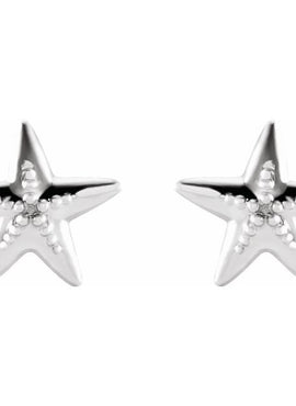 14K White Gold Starfish Earrings