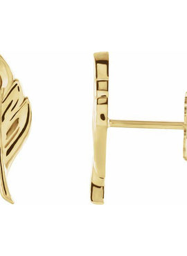 14K White Gold Leaf Earrings
