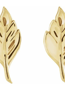 14K White Gold Leaf Earrings